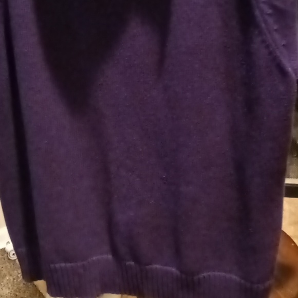 FINAL PRICE CHAPS purple s/s sweater w left-sided buttoned down shoulder 1X - Picture 8 of 9